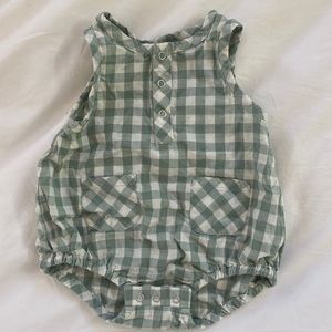 Pehr Checkmate romper in green (0-3 m)